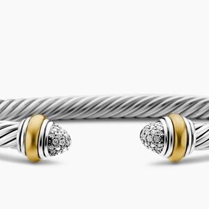 Classic Pave Cable Bangle Two-Tone Bracelet 
Comes with a dust bag